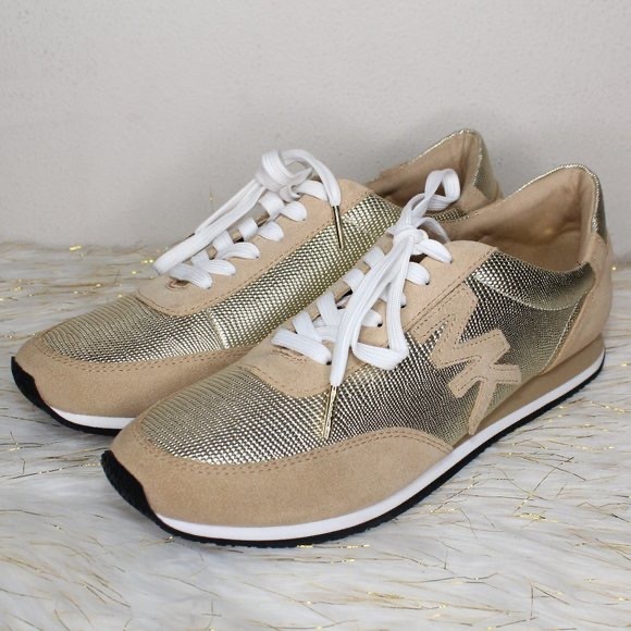 Michael Kors Metallic Gold Stanton Trainer Sneaker SZ.10 - Picture 1 of 11
